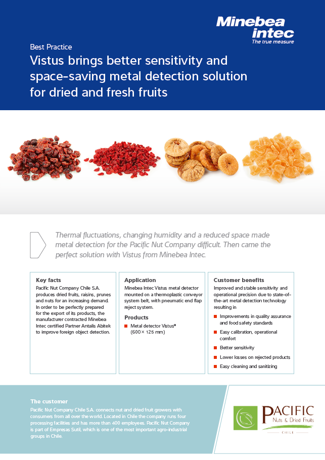 Vistus brings better sensitivity and space-saving metal detection solution for dried and fresh fruits - Sartorius Croatia