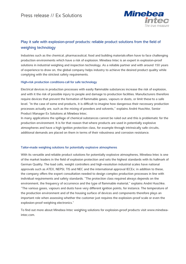 Explosion-proof products: reliable products solutions for the field of weighing technology - Sartorius Croatia