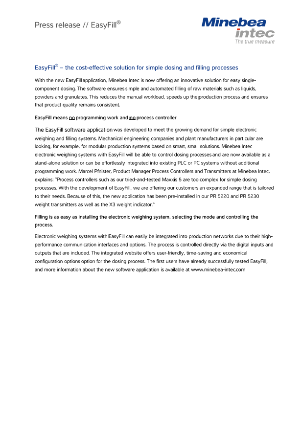 EasyFill® - the cost-effective solution for simple dosing and filling processes - Sartorius Croatia