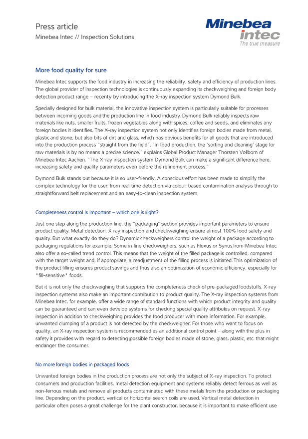 Inspection solutions for food & beverage industry  - Sartorius Croatia
