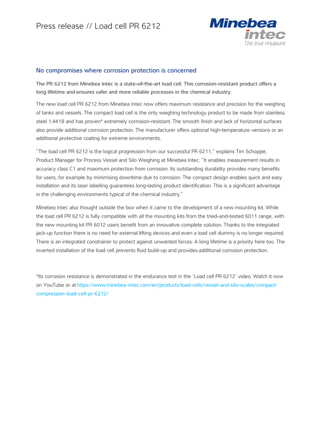 Load cell PR 6212 with corrosion protection - Sartorius Croatia