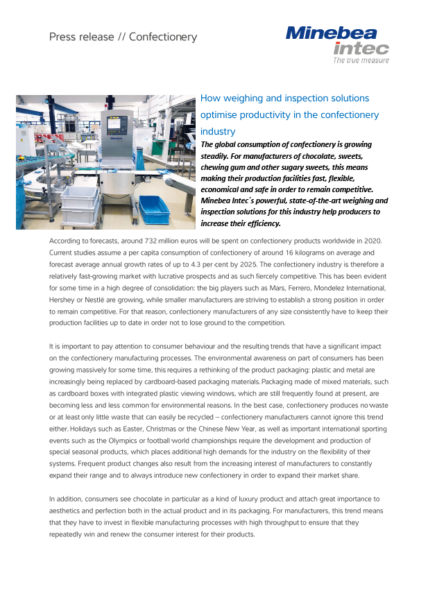 Weighing and inspection solutions in the confectionery industry - Sartorius Croatia