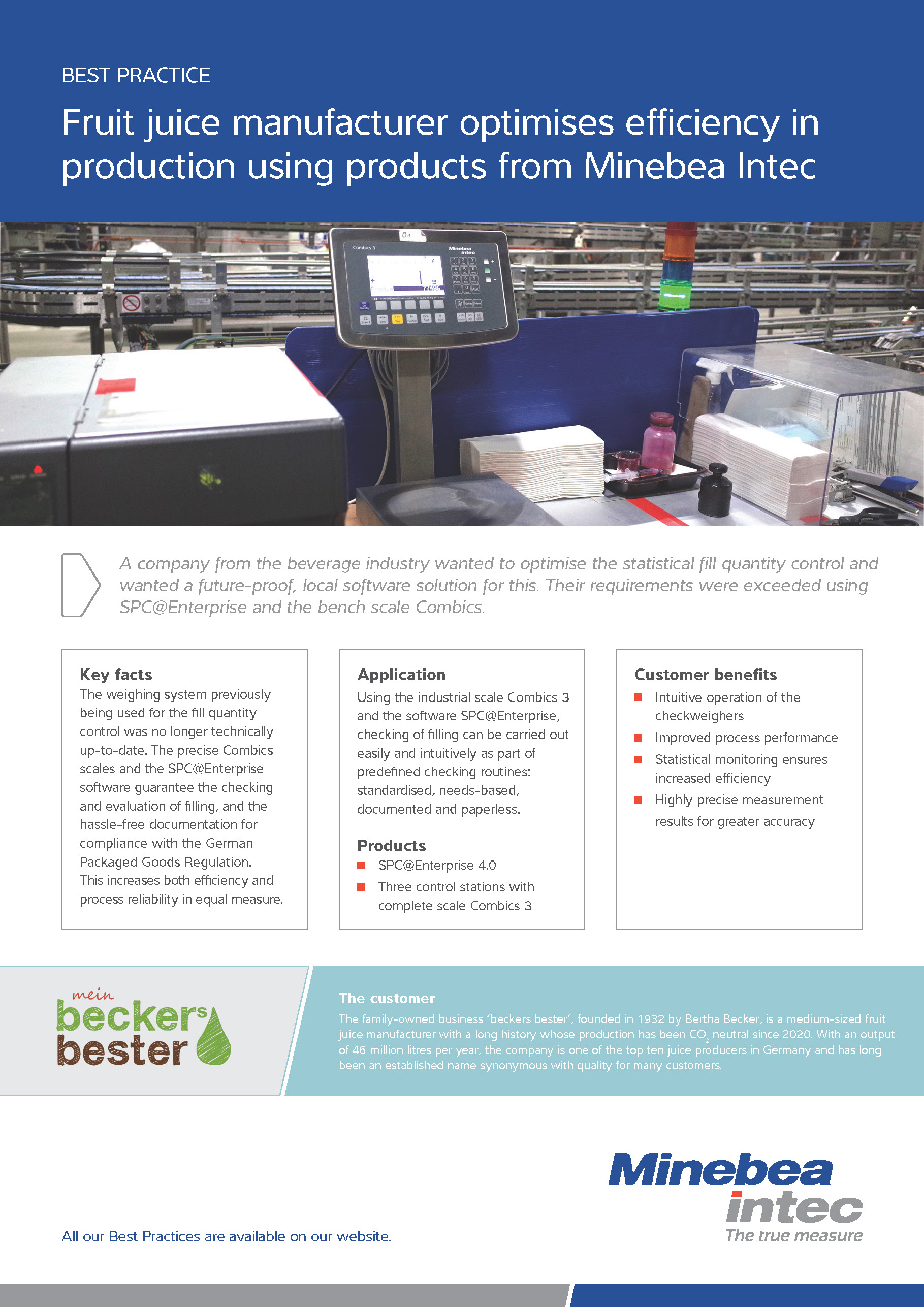 Fruit juice manufacturer optimises efficiency in production using products from Minebea Intec - Sartorius Croatia