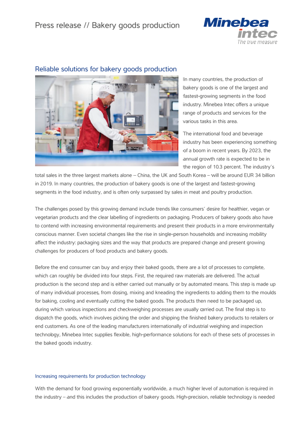 Reliable solutions for bakery goods production - Sartorius Croatia