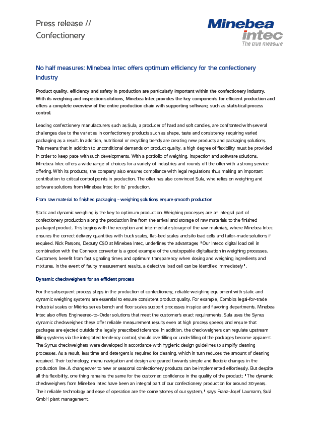 Optimum efficiency for the confectionery industry - Sartorius Croatia