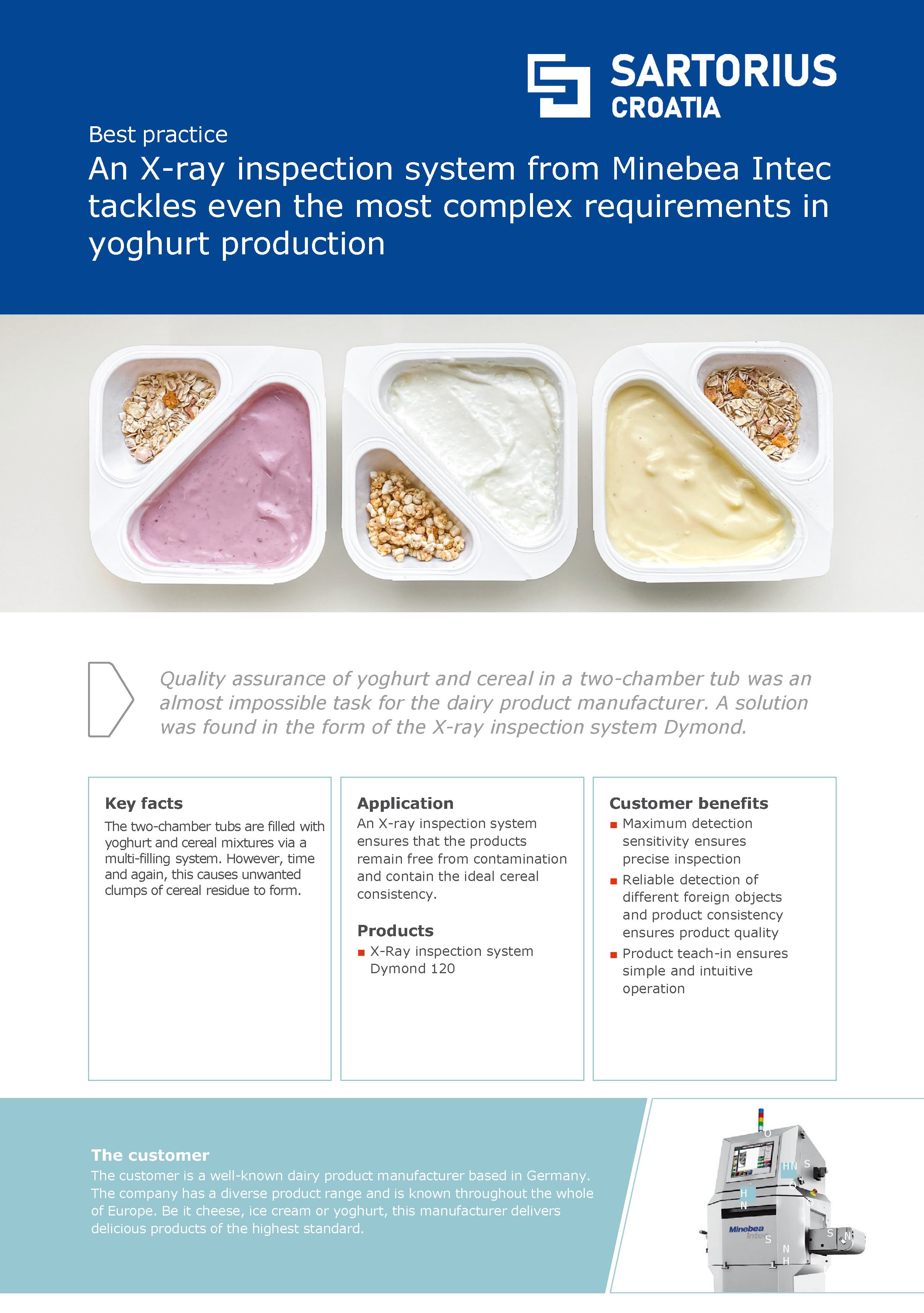An X-ray inspection system in yoghurt production - Sartorius Croatia