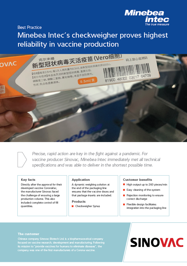 Minebea Intec’s checkweigher proves highest reliability in vaccine production - Sartorius Croatia
