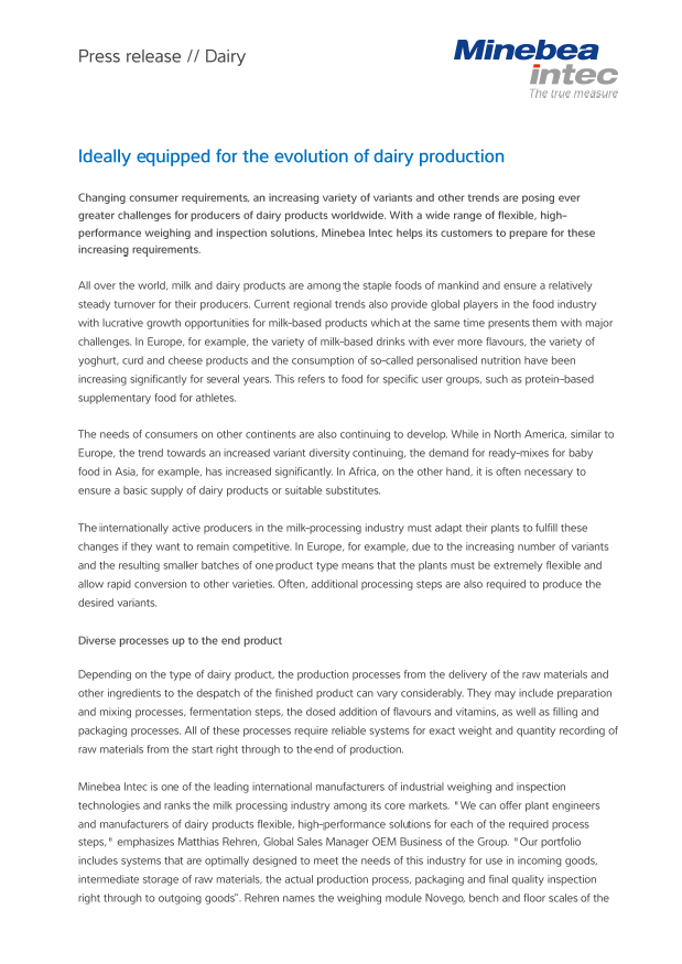 Solutions for dairy production - Sartorius Croatia