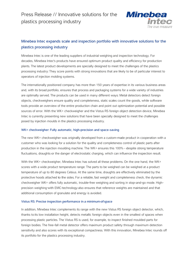 Innovative solutions for the plastics processing industry - Sartorius Croatia