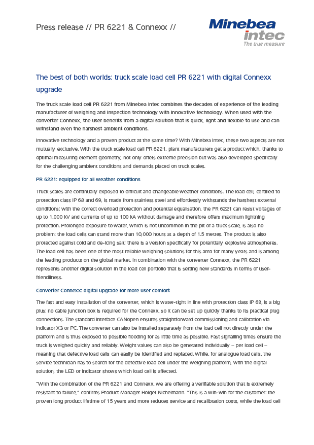 Load Cell PR 6221 with digital Connexx upgrade - Sartorius Croatia